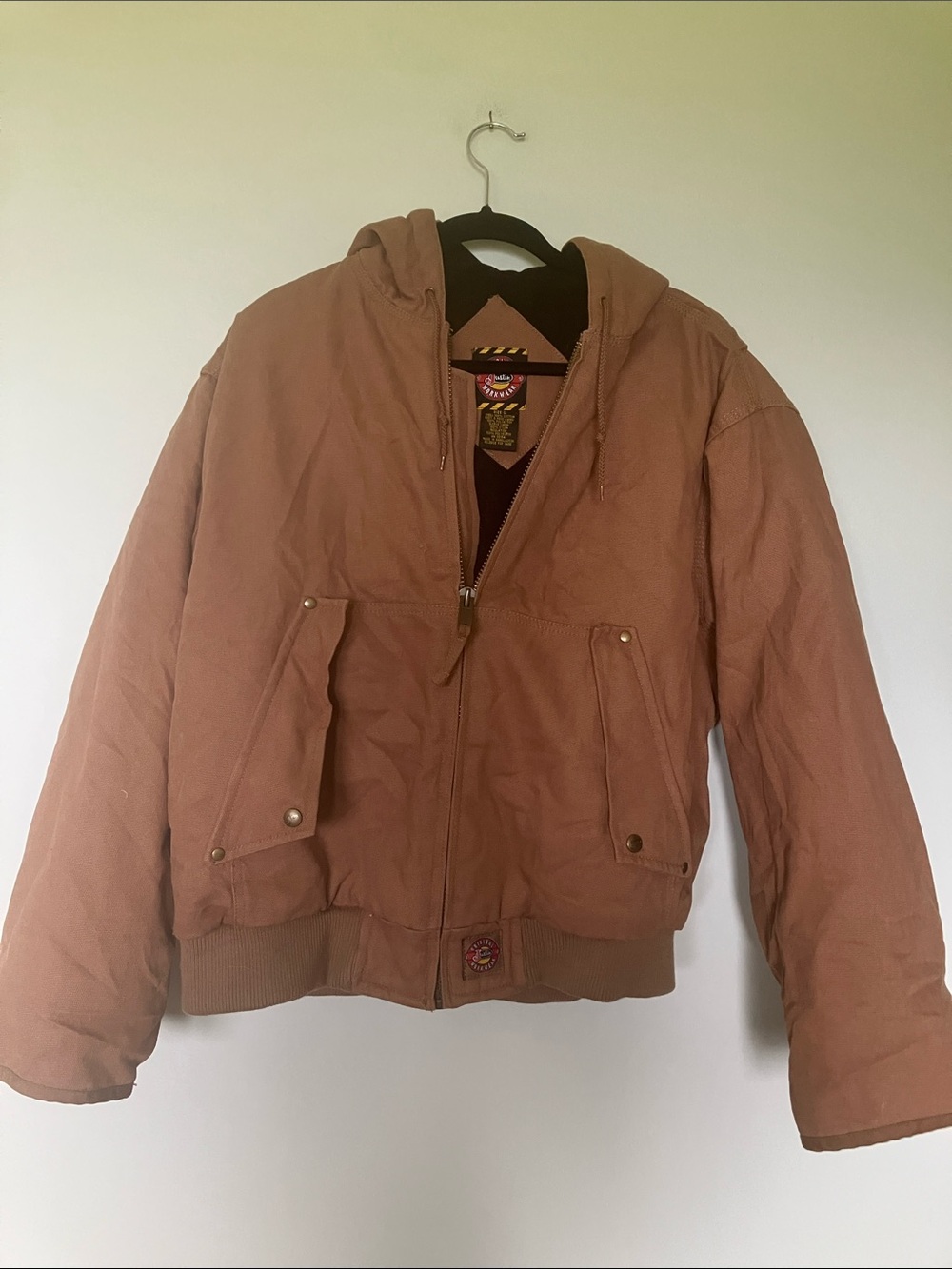 Justin Boots Men's Hooded Bomber Jacket Workwear Canvas in Brown